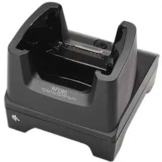 RFD90, 1 Device Slot/0 Toaster Slots, Communication Cradle with support for TC70/70x/72/75/75x/77. Requires Power Supply (PWR-BGA12V50W0WW), DC Line Cord (CBL-DC-388A1-01), and Country Specific Line Cord.