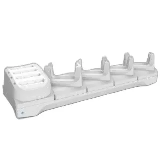 TC21/TC26  Healthcare White Five Slot Charge Only Cradle 4 devices plus 4 slot battery charger;  Supports device with/without trigger gun, Power Supply and DC Cable sold separately (PWR-BGA12V108W0WW, CBL-DC-381A1-01