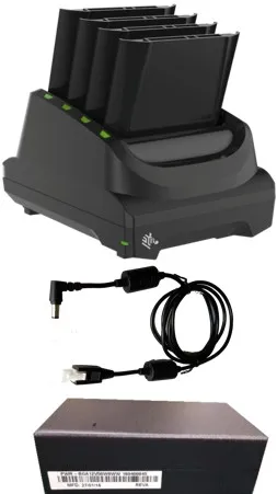 SAC-TC51-4SCHG-01 - Four-slot battery cradle kit for TC51 / TC56 batteries. Includes power supply (PWR-BGA12V50W0WW), and DC cable (CBL-DC-388A1-01). Country-specific AC cable is sold separately.