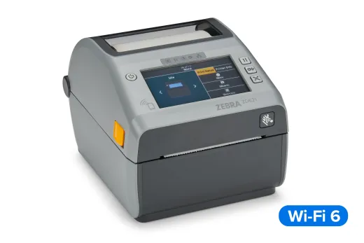 Direct Thermal Printer ZD621; Color Touch LCD, 300 dpi, USB, USB Host, Ethernet, Serial, 802.11ax, BT5.2, USA/Canada, US Cord, Swiss Font, EZPL