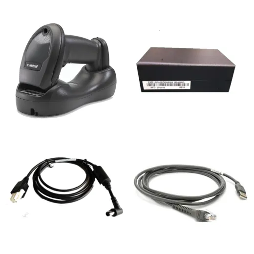 LI4278 Black Presentation Cradle USB No Line Cord Kit: LI4278-SR20007WR Scanner, CBA-U21-S07ZBR Shielded USB Cable, CR0078-PC1F007WR Cradle, PWR-BGA12V50W0WW and CBL-DC-375A1-01 DC Line Cord