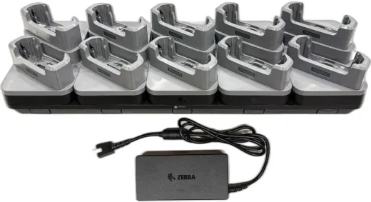 KIT: Charge-Only ShareCradle to charge up to ten TC501 devices WITH a protective boot. Includes power supply (PWR-BGA12V150W1WW). Sold Separately: Protective Boot (SG-TC5AEXO-01), and a country-specific AC line cord.
