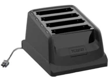 User-swappable battery replacement cup charges up to four TC22 / TC27 spare batteries, enabling compatibility with legacy cradles and allowing installation on a multi-slot charger for battery charging.