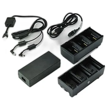 Two 3 slot battery chargers (charges 6 batteries) with power supply and Y cable; ZQ600, QLn or ZQ500. Brazil power cord included