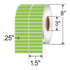Label, Polyimide, 2x0.25in (50.8x6.4mm); TT, Z-Supreme 4000T Green, High Performance Coated, Permanent Adhesive, 3in (76.2mm) core, 10000/roll, 1/box, Plain