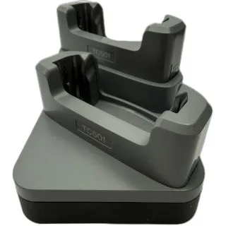 Charge-Only ShareCradle to charge up to two TC501 devices WITHOUT a protective boot. Sold Separately: USB-C Cable (CBL-EC5X-USBC3A-01), Country-specific 45W Power Supply adapter.