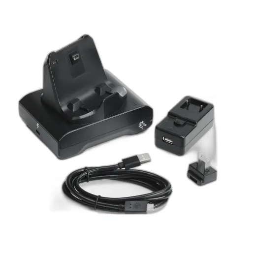 1-slot printer docking cradle; ZQ300 Series; Includes type A to Type C USB Cable and AC to USB Adapter with US power plug