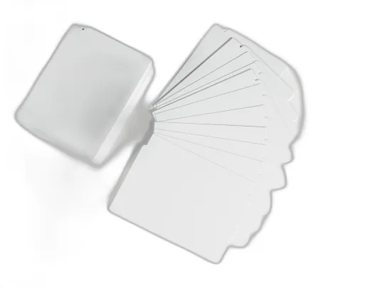 Zebra white PVC UHF cards, 30 mil Impinj Monza 4QT (100 cards)