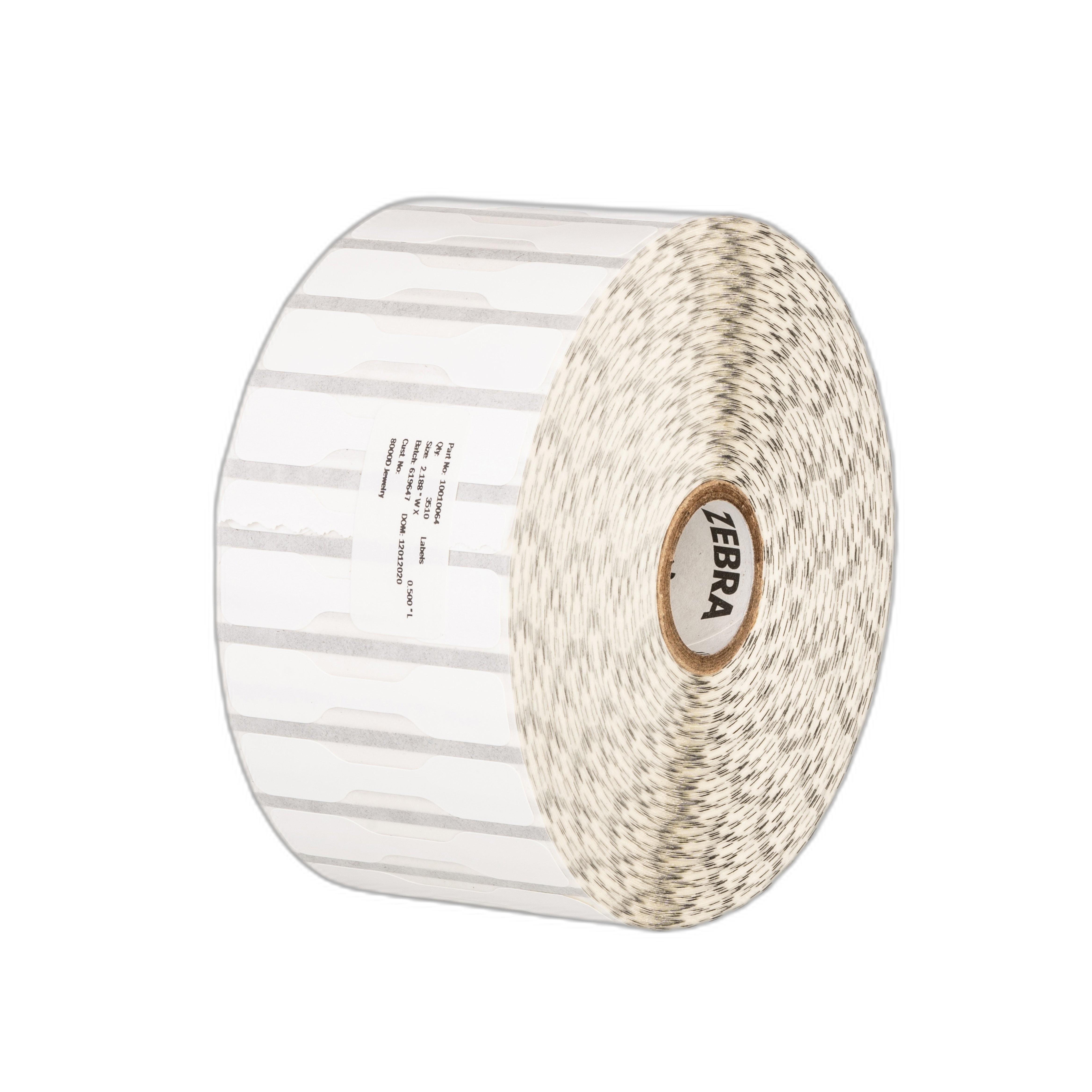 Label, Polypropylene, 2.1875x0.5in (55.6x12.7mm); DT, 8000D Jewelry, Coated, Permanent Adhesive, 1in (25.4mm) core, 3510/roll, 6/box, Printed. Direct thermal polypropylene label with a permanent acrylic adhesive.