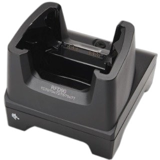 RFD90, 1 Device Slot/0 Toaster Slots, Communication Cradle with support for TC70/70x/72/75/75x/77. Requires Power Supply (PWR-BGA12V50W0WW), DC Line Cord (CBL-DC-388A1-01), and Country Specific Line Cord.