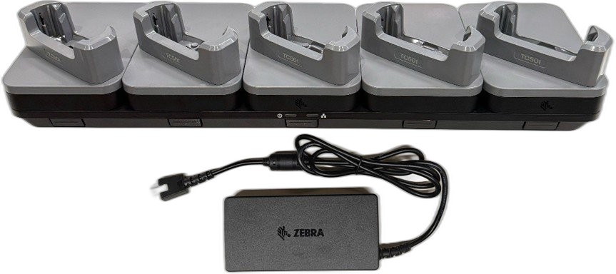 KIT: Ethernet / USB Communication ShareCradle to charge up to five TC501 devices WITHOUT a protective boot. Includes power supply (PWR-BGA12V150W1WW). Sold Separately: Country-specific AC line cord.