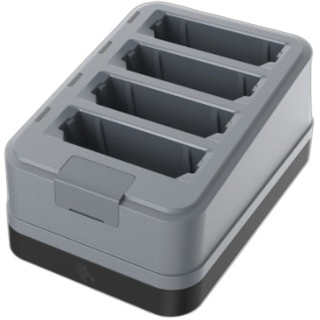 Four-slot spare battery charger for TC501; TC701 spare batteries. Sold Separately: USB-C Cable (CBL-EC5X-USBC3A-01), Country-specific 45W Power Supply adapter.