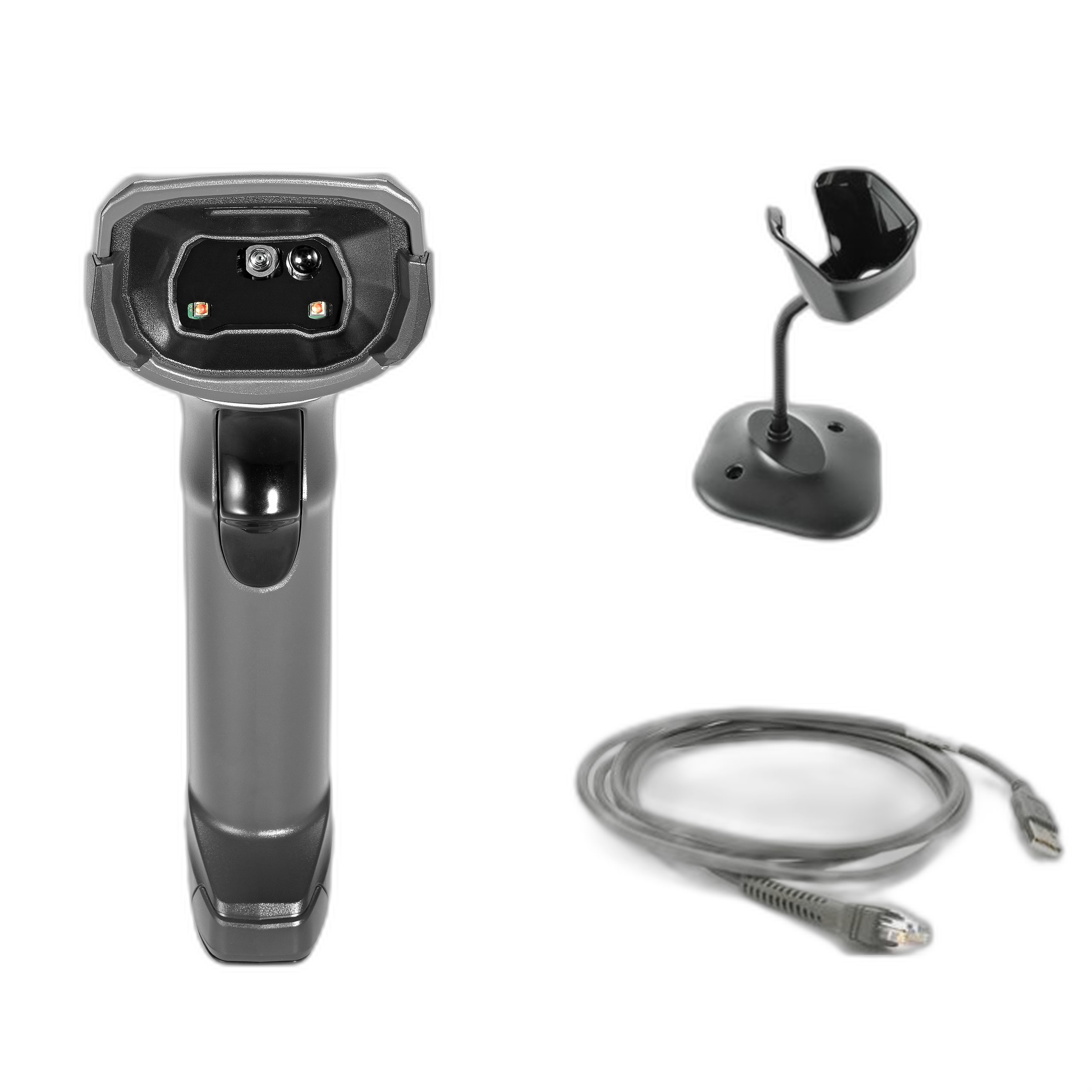 DS8108-SR Black (with Stand) USB KIT: DS8108-SR00007ZZWW Scanner, CBA-U21-S07ZBR Shielded USB Cable, 20-71043-04R Stand
