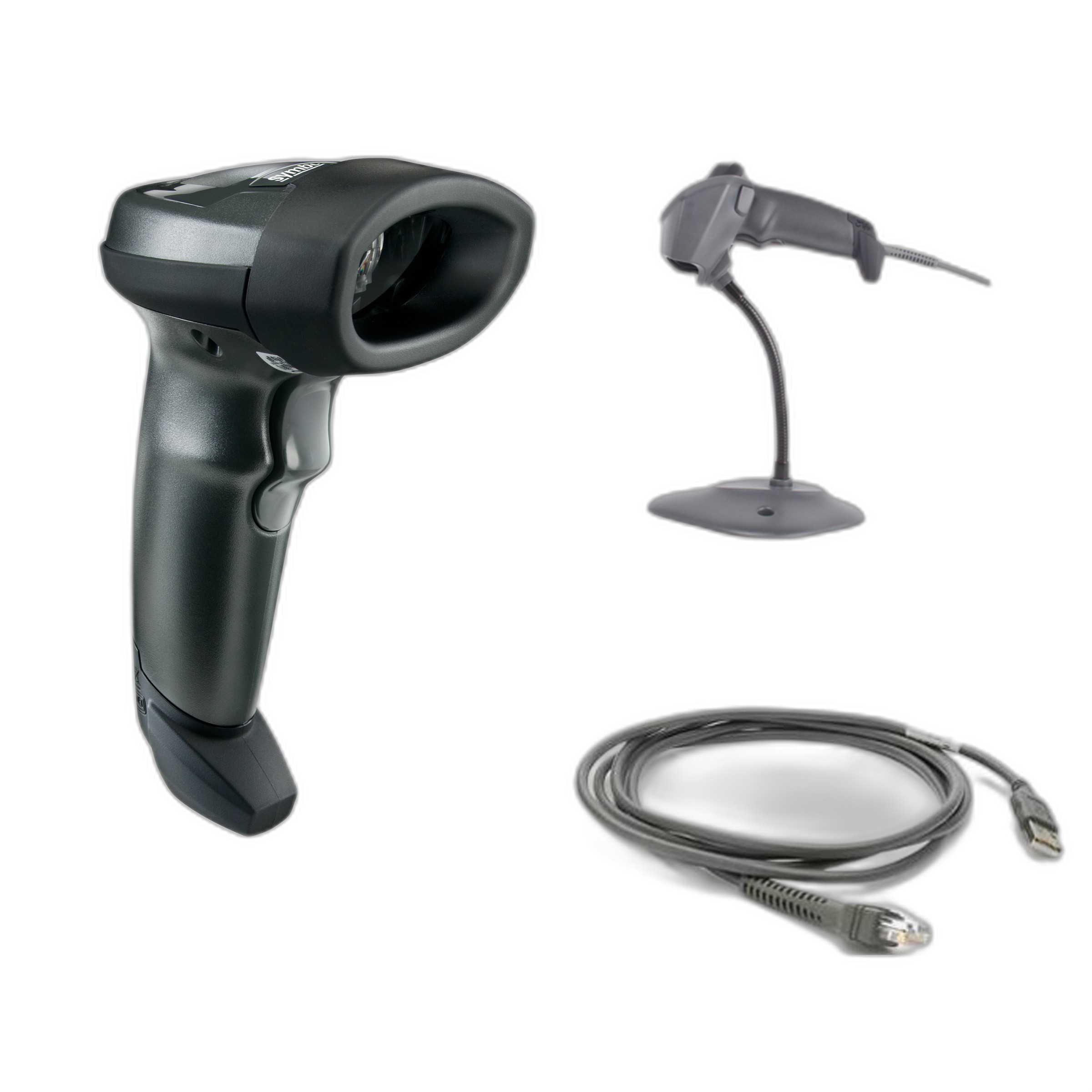 LI2208-SR BLACK WITH STAND USB KIT - NA: LI2208-SR00007ZZWW SCANNER, CBA-U21-S07ZBR SHIELDED USB CABLE, 20-61022-04R STAND