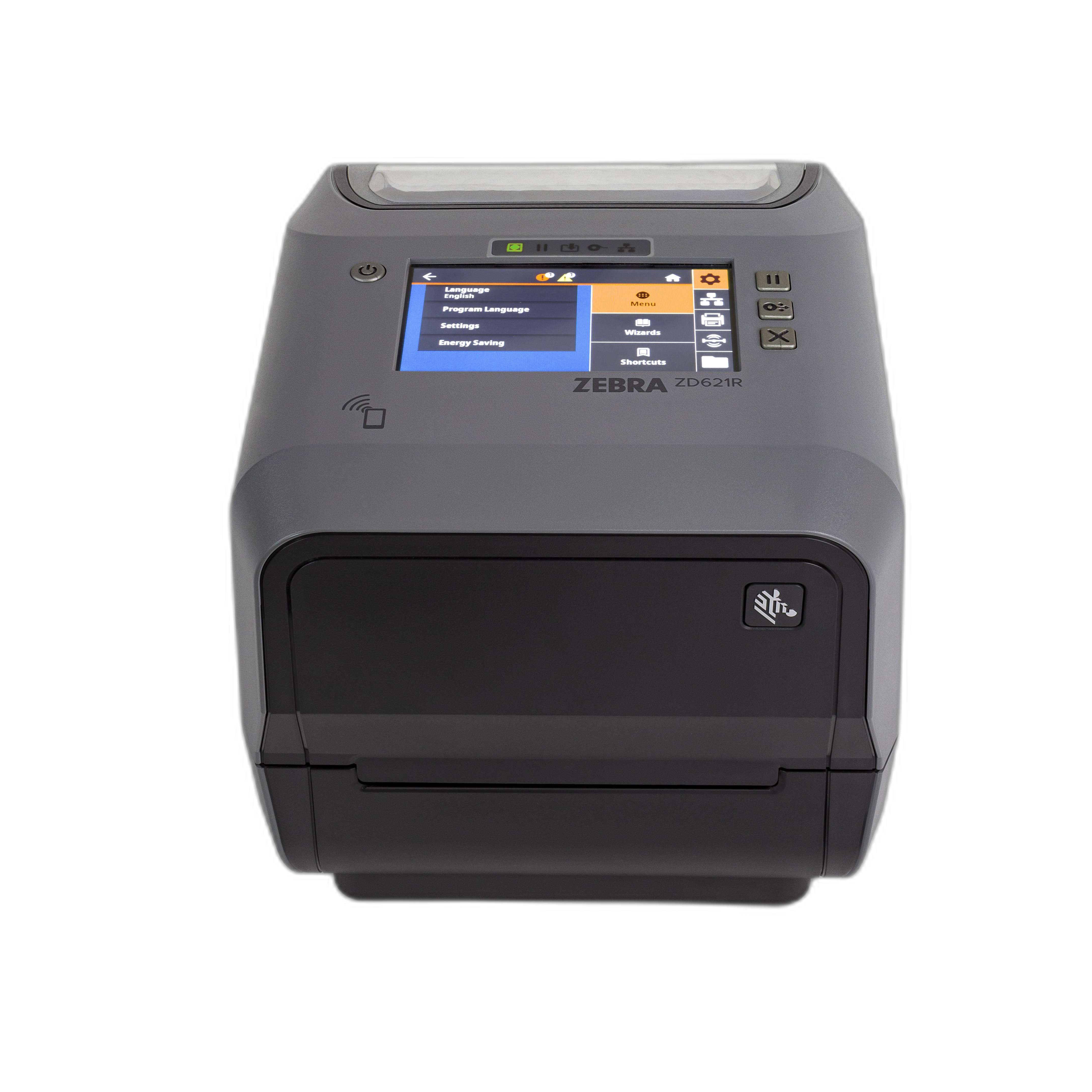 ZD6A142-301FR2EZ - Thermal Transfer Printer (74/300M) ZD621R, Color Touch LCD; 203 dpi, USB, USB Host, Ethernet, Serial, BTLE5, ROW, RFID - UHF, US Cord, Swiss Font, EZPL