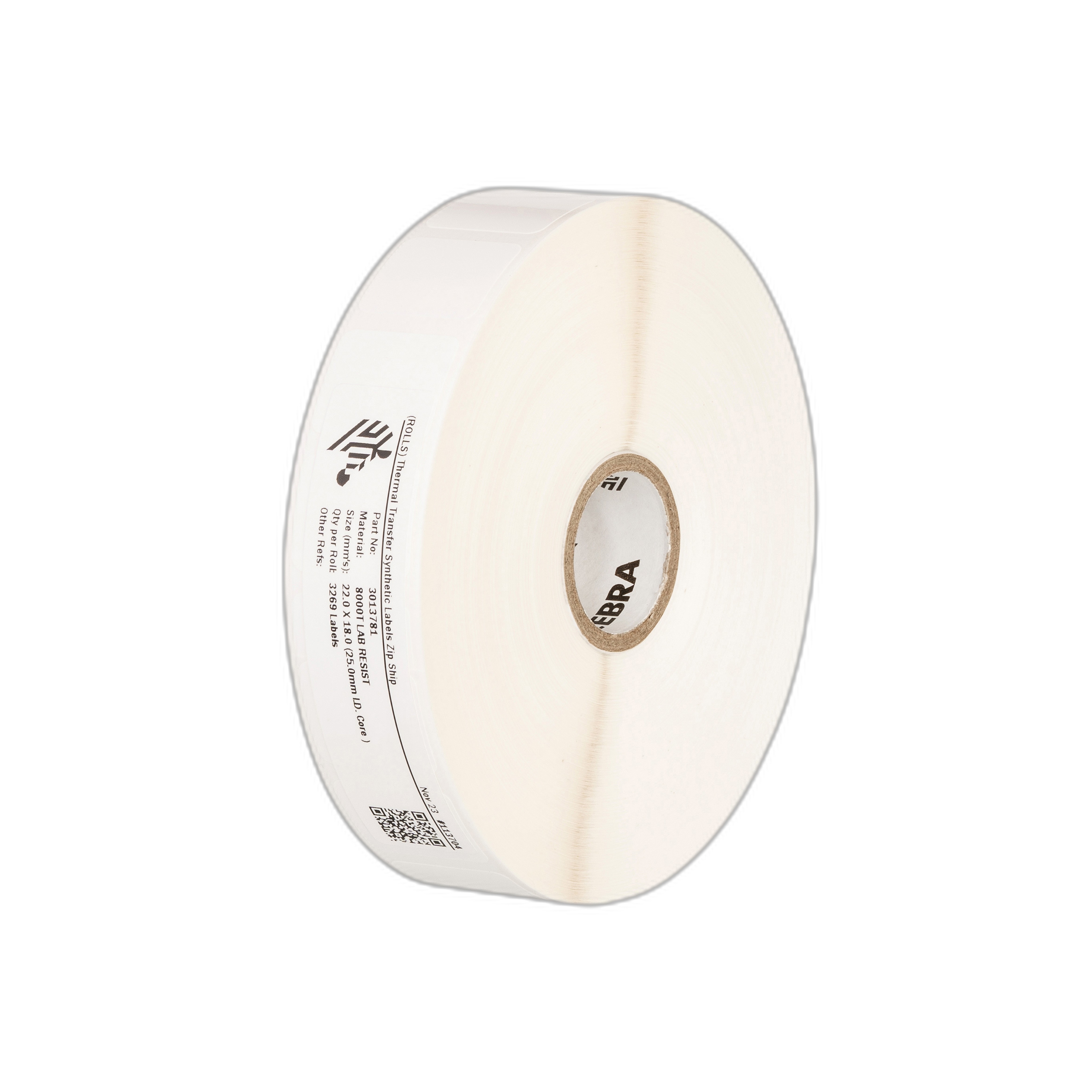 Label, Polyester, 0.9062x0.375in (23x9.5mm); TT, Z-Xtreme 5000T White, Coated, Permanent Adhesive, 3in (76.2mm) core, 3090/roll, 1/box, Plain