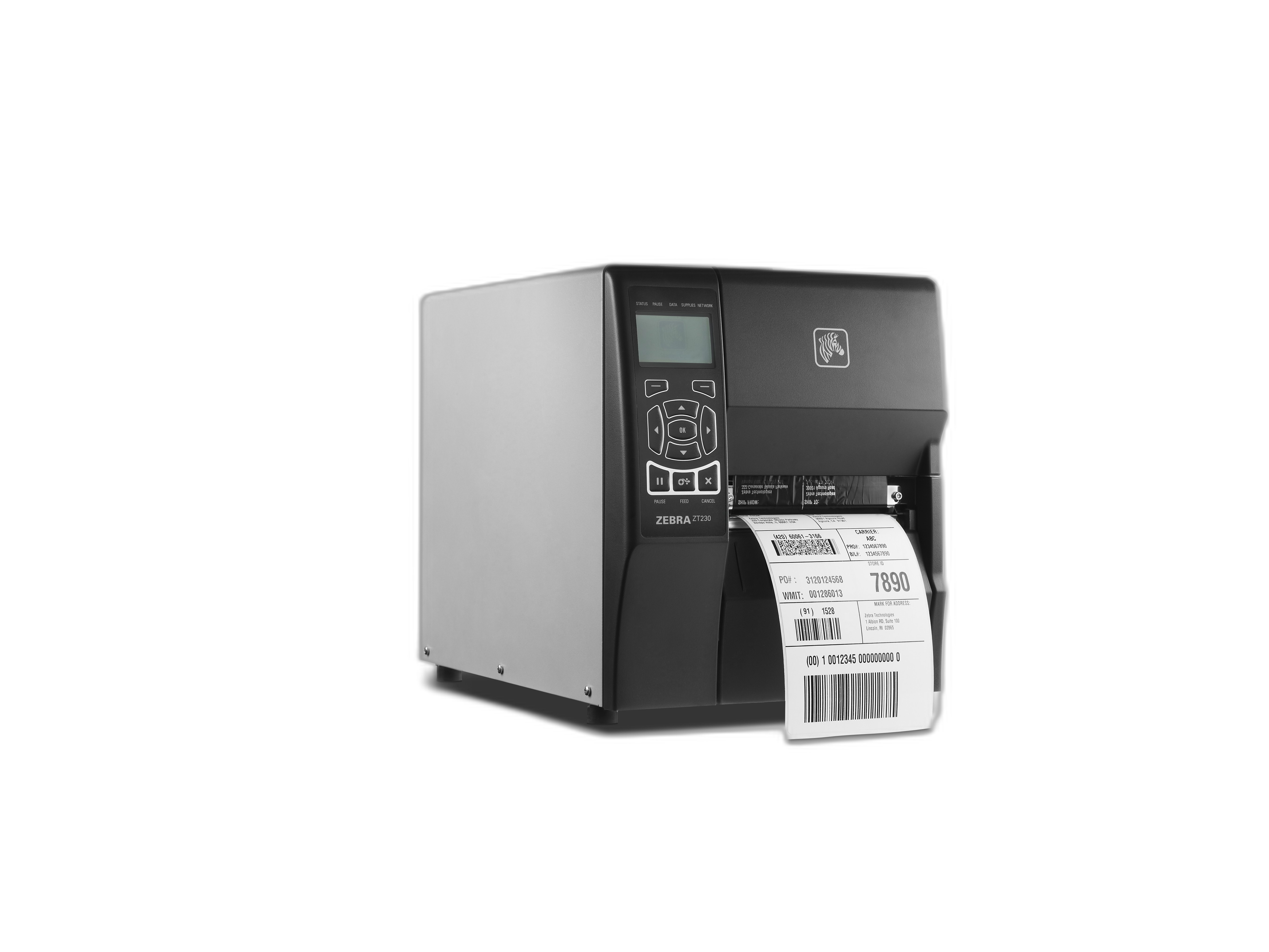 TT Printer ZT230; 203 dpi, US Cord, Serial, USB, Int 10/100, Cutter with Catch Tray